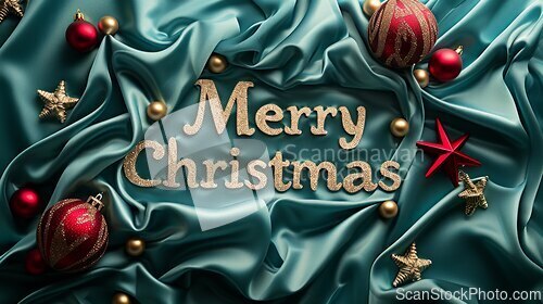 Image of Silk Merry Christmas concept creative horizontal art poster.