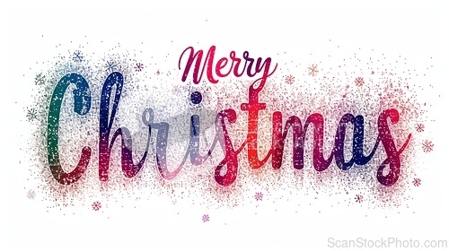 Image of Words Merry Christmas created in Pointillism.