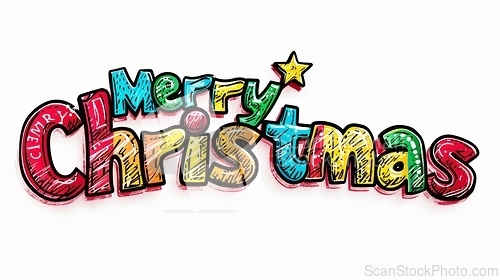 Image of Words Merry Christmas created in Pop Art.