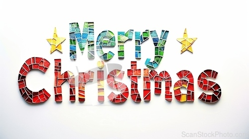 Image of Words Merry Christmas created in Paper Mosaic.