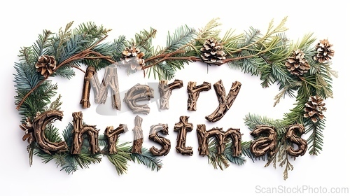 Image of Words Merry Christmas created in Pine Twig Letters.