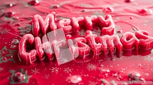 Image of Red Slime Merry Christmas concept creative horizontal art poster.