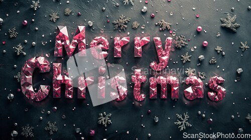 Image of Ruby Crystal Merry Christmas concept creative horizontal art poster.