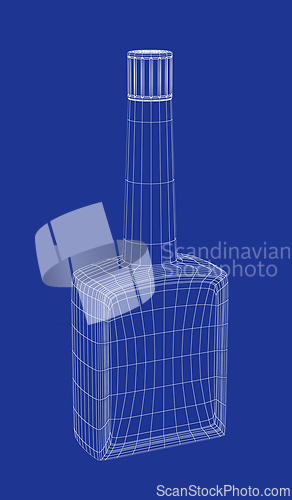 Image of 3d wire-frame model of tall bottle