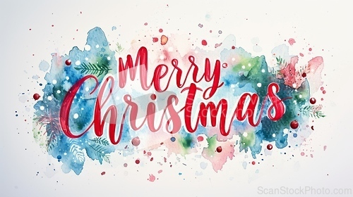 Image of Words Merry Christmas created in Watercolor Calligraphy.