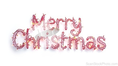 Image of Words Merry Christmas created in Wire Lettering.