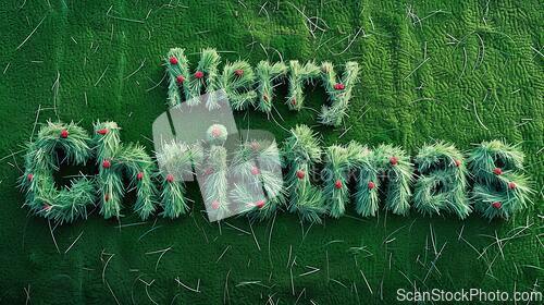 Image of Turf Merry Christmas concept creative horizontal art poster.