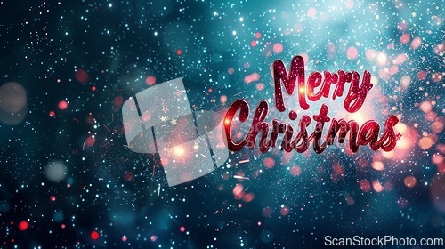 Image of Universe Merry Christmas concept creative horizontal art poster.