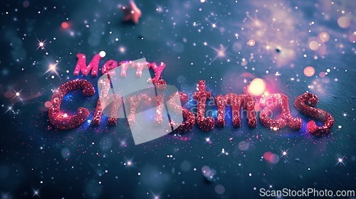 Image of Universe Merry Christmas concept creative horizontal art poster.