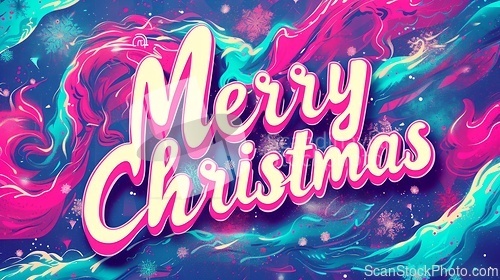 Image of Words Merry Christmas created in Vaporwave Art.