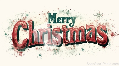 Image of Words Merry Christmas created in Vintage Typography.