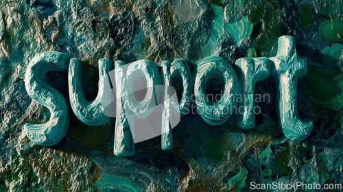 Image of Malachite Crystal Support concept creative horizontal art poster.