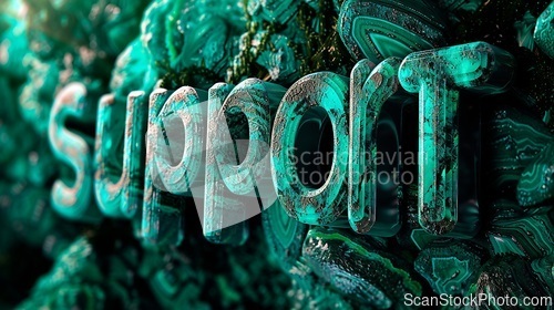 Image of Malachite Crystal Support concept creative horizontal art poster.