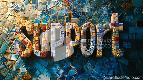 Image of Mosaic Tile Support concept creative horizontal art poster.