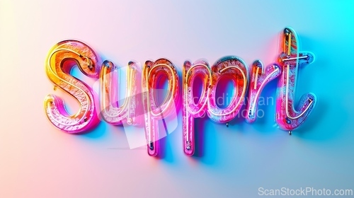 Image of The Word Support created in Neon Calligraphy.