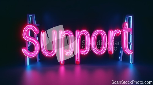 Image of The Word Support created in Neon Lettering.