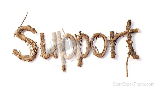 Image of The Word Support created in Oak Twig Letters.