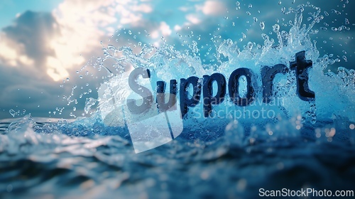 Image of Ocean Water Support concept creative horizontal art poster.