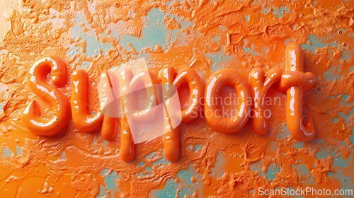 Image of Orange Slime Support concept creative horizontal art poster.
