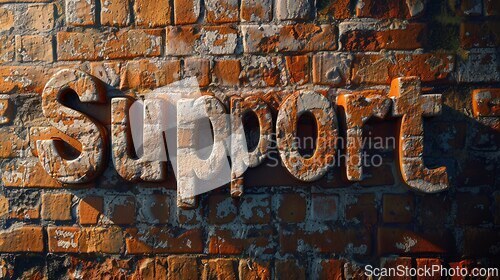 Image of Ancient Brick Support concept creative horizontal art poster.