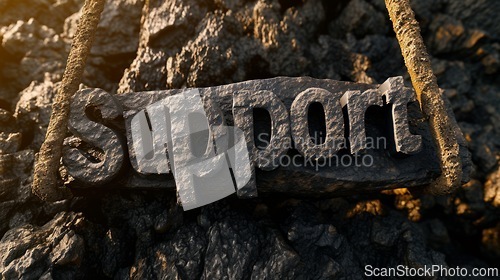 Image of Basalt Stone Support concept creative horizontal art poster.