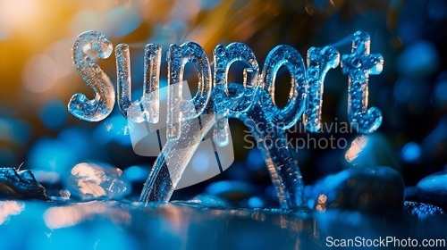 Image of Blue Glass Support concept creative horizontal art poster.