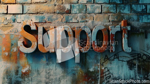 Image of Brick Support concept creative horizontal art poster.