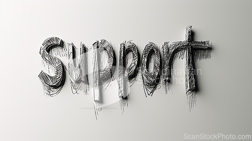 Image of The Word Support created in Charcoal Sketch.