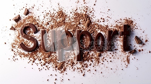 Image of The Word Support created in Chocolate Typography.