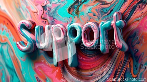 Image of Colorful Marble Support concept creative horizontal art poster.