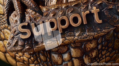 Image of Crocodile Skin Support concept creative horizontal art poster.
