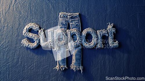 Image of Denim Support concept creative horizontal art poster.