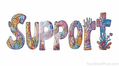 Image of The Word Support created in Doodle Lettering.