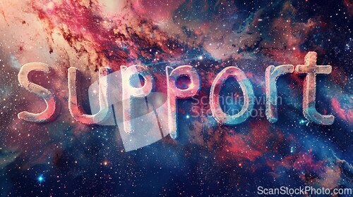 Image of Galaxy Support concept creative horizontal art poster.