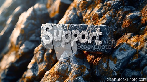 Image of Gneiss Stone Support concept creative horizontal art poster.