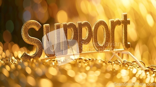 Image of Golden Support concept creative horizontal art poster.