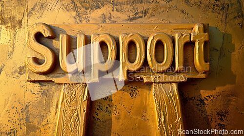 Image of Golden Support concept creative horizontal art poster.