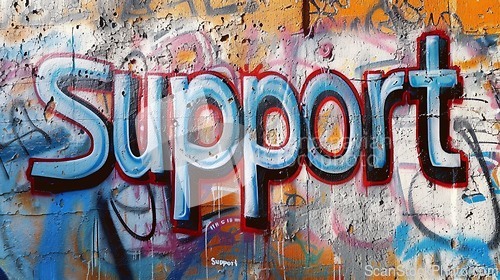 Image of The Word Support created in Graffiti Typography.