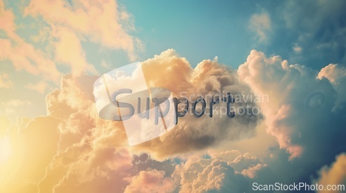 Image of Heaven Support concept creative horizontal art poster.