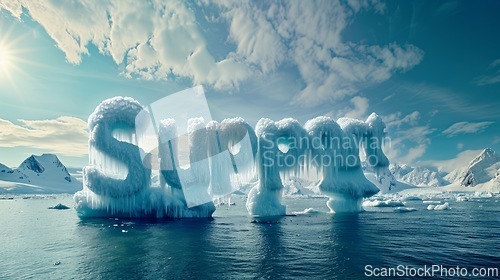 Image of Iceberg Support concept creative horizontal art poster.