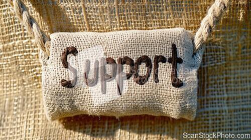 Image of Linen Support concept creative horizontal art poster.