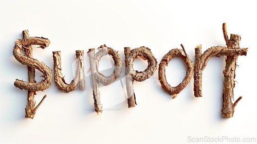 Image of The Word Support created in Pine Twig Letters.