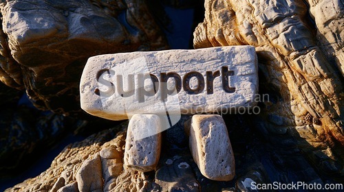 Image of Quartzite Stone Support concept creative horizontal art poster.