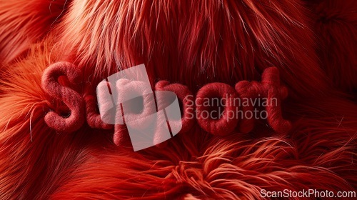 Image of Red Fur Support concept creative horizontal art poster.