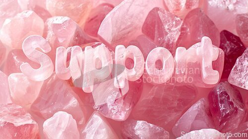 Image of Rose Quartz Crystal Support concept creative horizontal art poster.
