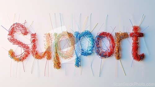 Image of The Word Support created in String Art Lettering.