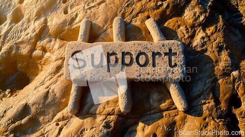 Image of Sandstone Support concept creative horizontal art poster.