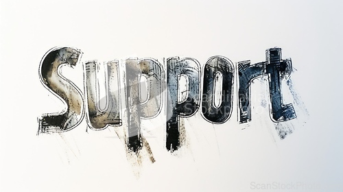Image of The Word Support created in Uncial Calligraphy.