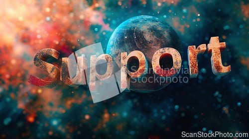 Image of Universe Support concept creative horizontal art poster.