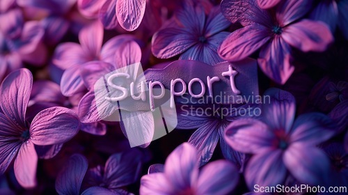 Image of Violet Support concept creative horizontal art poster.
